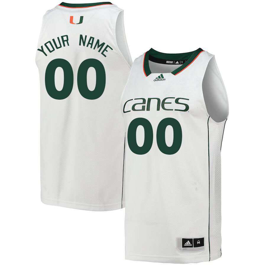 Custom Miami Hurricanes Name And Number College Basketball Jerseys Stitched-White